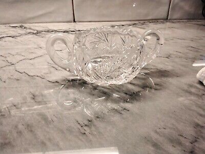 Antique American Brilliant Period (ABP) Cut Crystal Glass Sugar Bowl 3 3/8” Wide