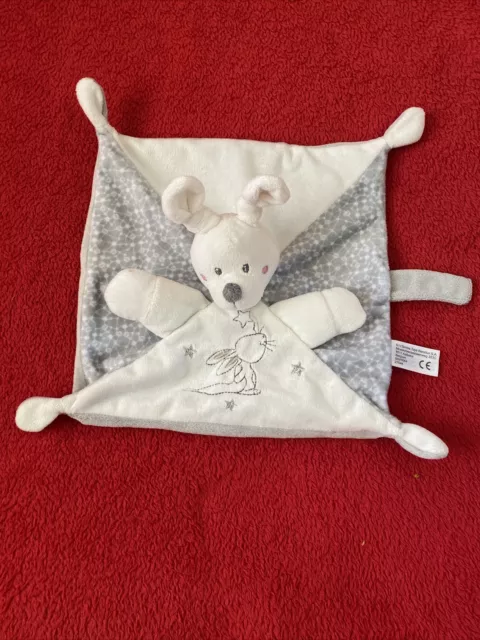 🇫🇷Doudou Lapin Blanc Gris Étoiles Argentées Tétine SIMBA TOYS KIABI NEUF