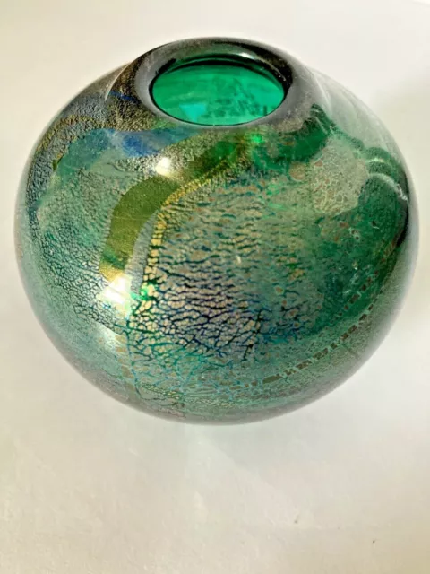 Vintage C1979-87 Isle of Wight Green Azurene Globe Vase Small