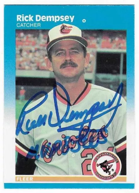 Rick Dempsey 1987 Fleer Autographed Signed # 467 Baltimore Orioles