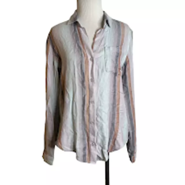 Cloth & Stone XS Still Stripe Button Down Long Sleeve Shirt Blue Lavender