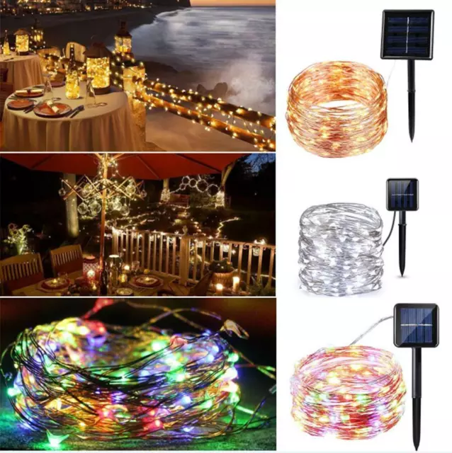 Outdoor Solar String Lights LED Waterproof Copper Wire Xmas Garden Party Decor 2