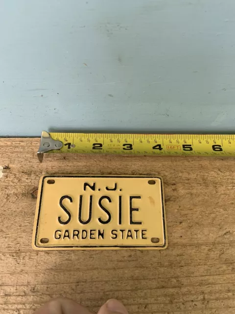 NEW JERSEY Bike License Plate “SUSIE”-Schwinn Stingray,Mongoose BMX Collector