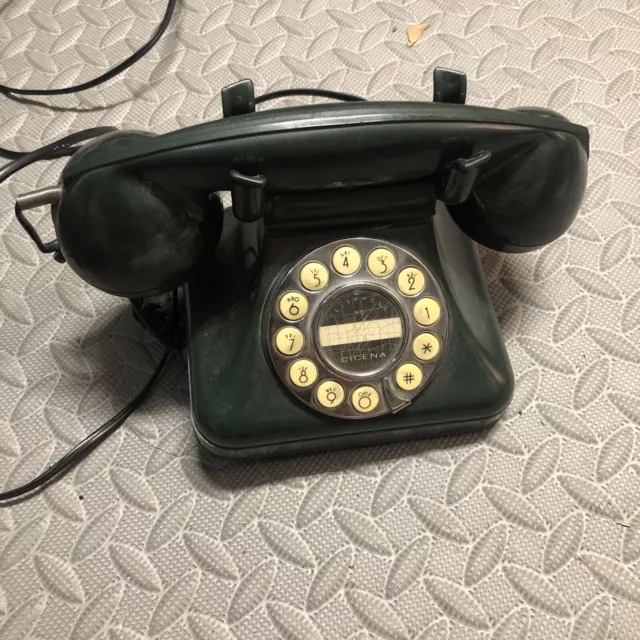Teléfono Cicena Verde De Colección Años 90 Teléfono Retro Estilo Básico Novedad Botón Pulsador