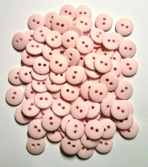 Set of 10 x 12mm Baby Pink Matte Two Hole Buttons - Dress Craft Sewing Knitting