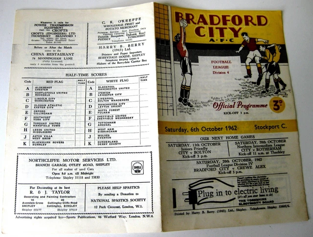 Bradford City v Stockport County. 1962/63 Div. 4 programme.