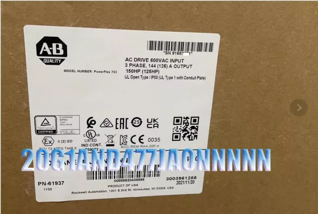 Allen-Bradley 20G1AND477JA0NNNNN PowerFlex Air Cooled 755 AC Drive