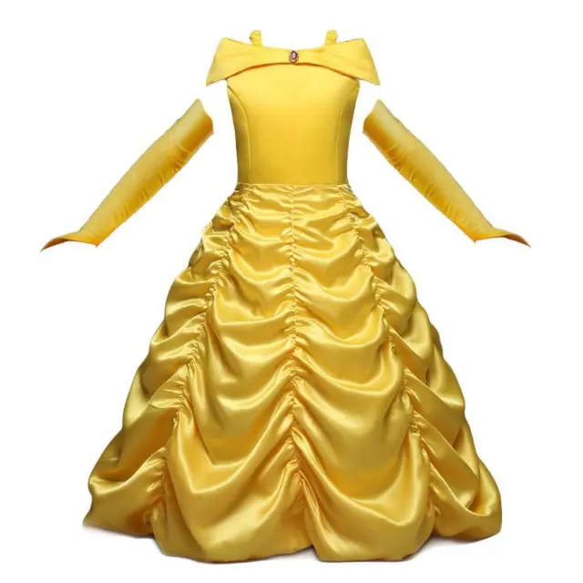 eBelle Principessa Vestito Beauty Beast Costume Bambina Carnevale Abito giallo