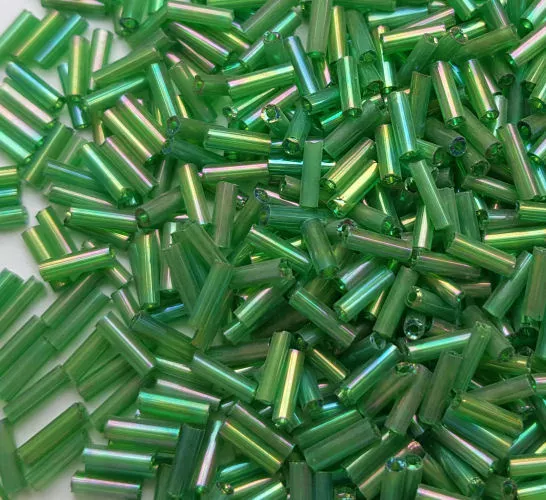 Dark Green Grass 6mm Mix Bugle Beads Glass Spacer Craft 50g Pack Jewellery 3