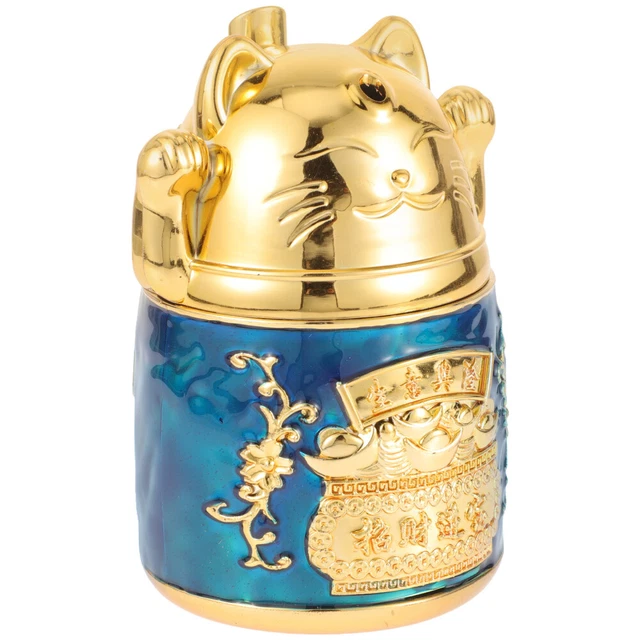 Scatola stuzzicadenti pressa statuette gatto beckoning custodia stuzzicadenti viaggio tascabile