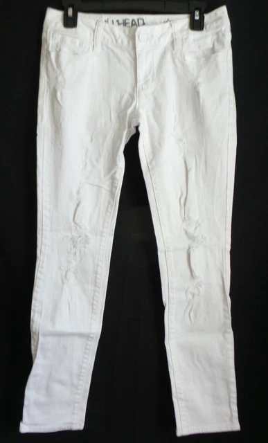 BULLHEAD HERMOSA white denim jean Jr. Womens 7, 31X30, distressed  super skinny