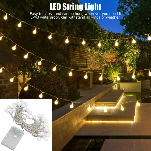 Globe String Light 6M Wedding String Light 2 Mode 40LED Portable For Bedroom
