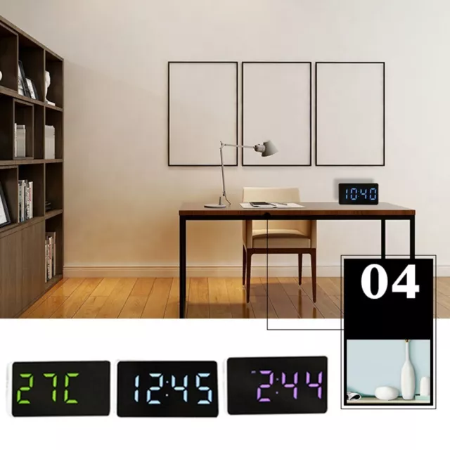 Allarme orologio stanza specchio termometro USB casa ricarica display digitale