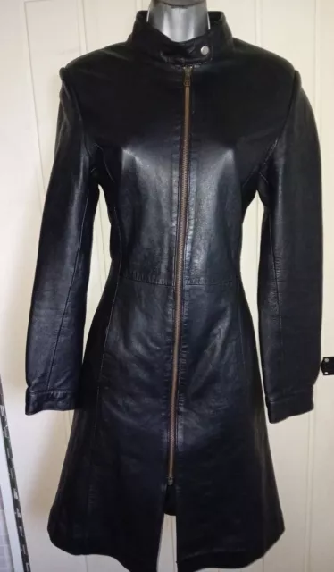 Black Soft Genuine Leather Dress/Coat