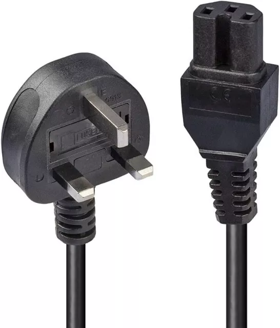 LINDY 30458 2 m Mains UK 3 Pin Plug to Hot Conditioned IEC C15 Power Cable Lead