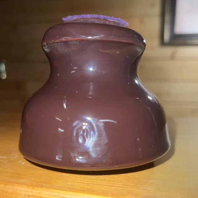 Vintage OHIO BRASS Porcelain Dark Brown Ceramic Electric Pole Insulator + Logo