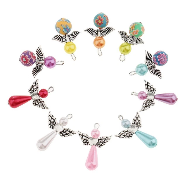 10 Stück Verschiedene Engelsflügel Charms Pearl Polymer Clay Anhänger