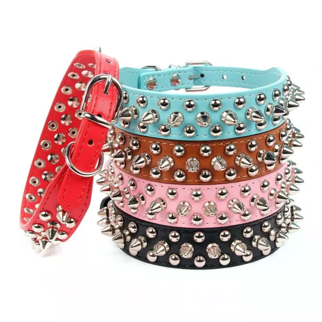 Mushrooms Spiked Rivet Studded Adjustable Pu Leather Pet Collars for Cats/Pup...