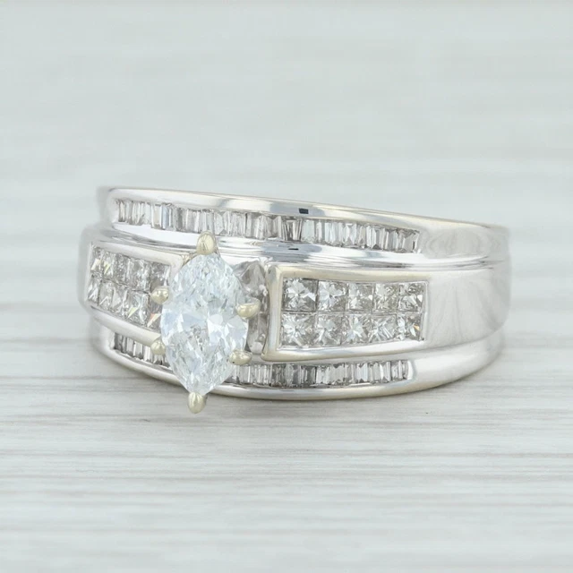 0.90ctw Diamant Verlobungsring 14k Weiß Gold Größe 7.25 0.50ct Solitaire EGL USA