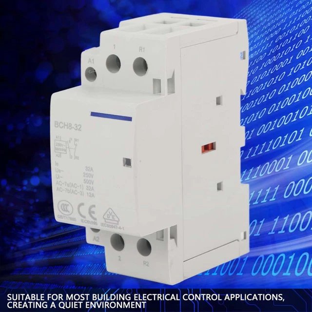 Contattore a corrente alternata rotaia DIN 2P 32 A basso consumo energetico domestico 1NO1NC 220V/230V