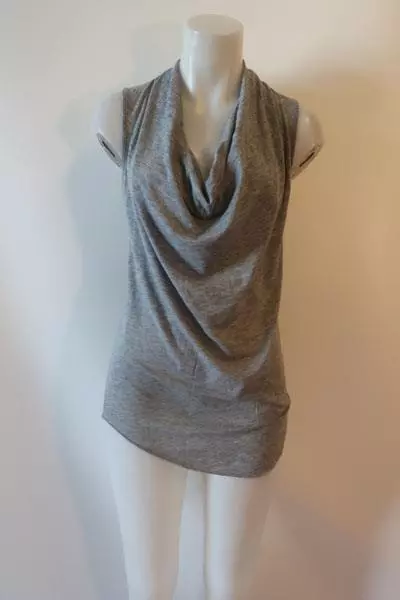 Womens Helmut Lang Gray Asymmetric Cowl Neck Sleeveless Top M *