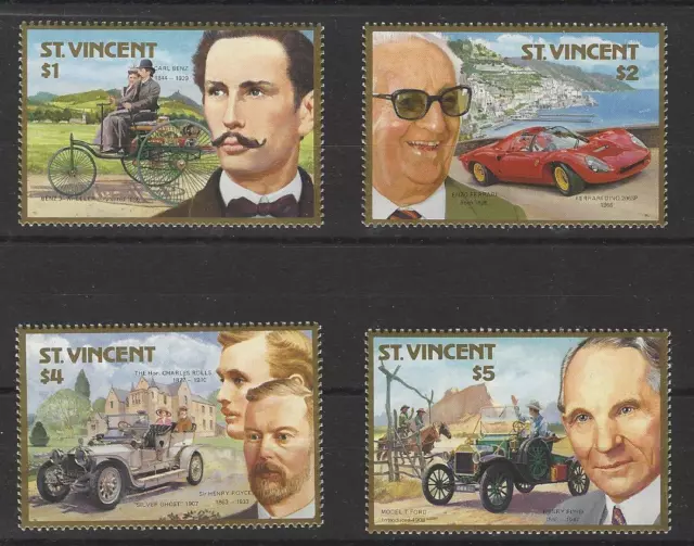 St. Vincent - Centenary of Motoring 1987 Set of 4 MNH (SG 1085-1089)