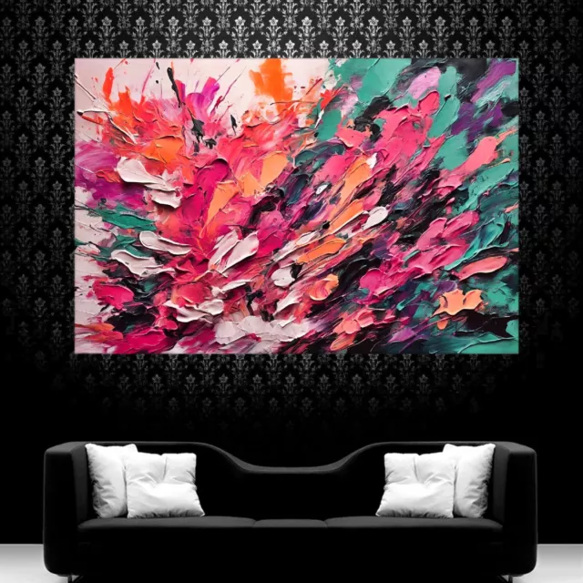 Leinwand Bilder Xxl Abstrakt Moderne Kunst Bunt Türkis Pink Pop Art Wand Poster