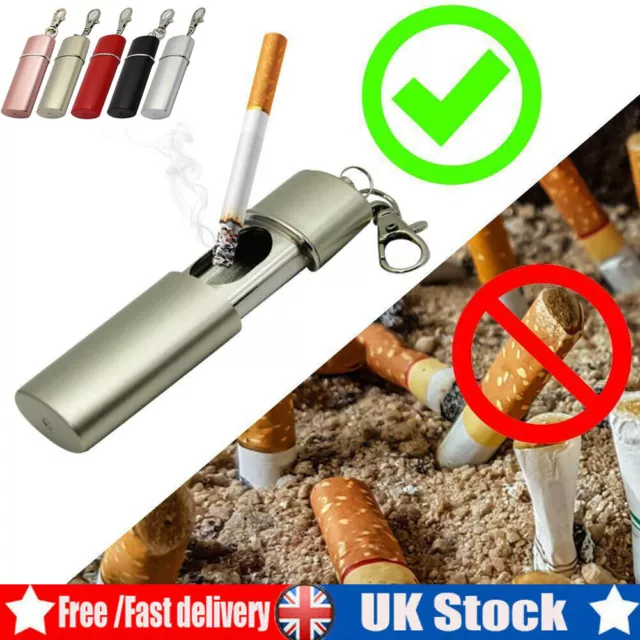 UK Portable Mini Metal Ashtray Keyring Ash Tray Holder Travel Pocket Keychain