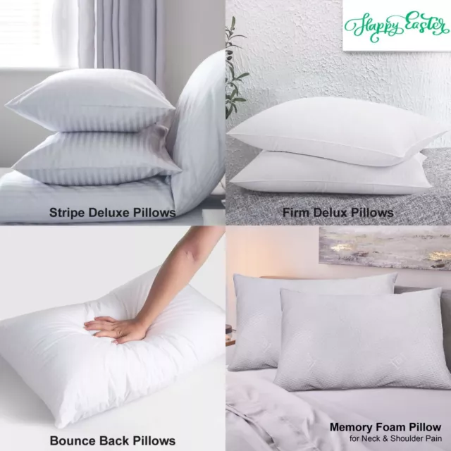 Large Soft Pillows Bounce Back Memory Foam Firm Deluxe Striped Pillows Pack Of 2