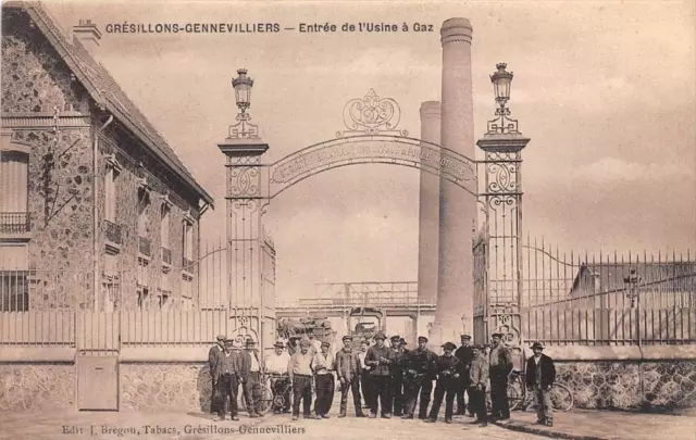 CPA 92 GRESILLONS GENNEVILLIERS ENTREE DE L´USINE A GAZ (scan recto verso