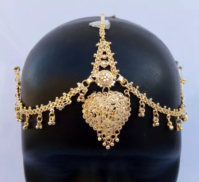 Bollywood Golden Matha Patti Ethnic Indian Jewelry Fashion Head Decoration Tikka