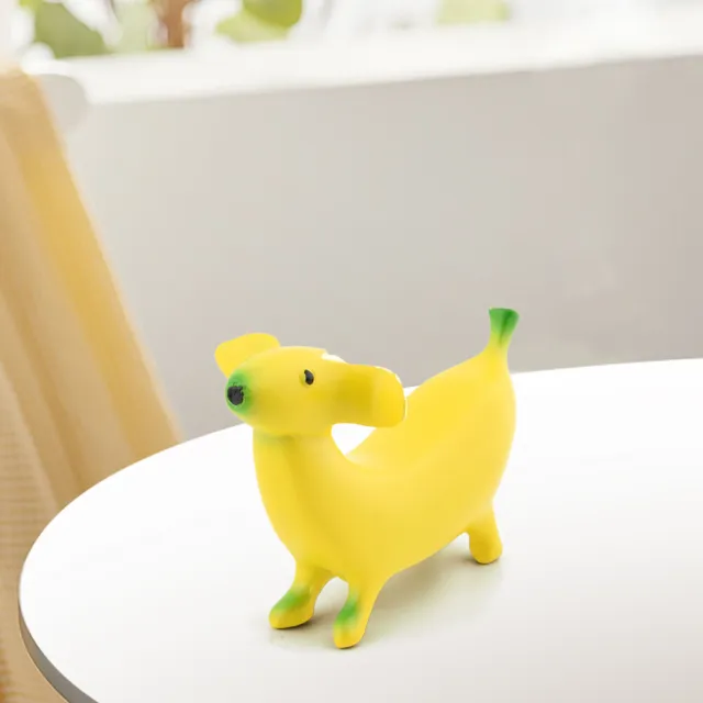 2pcs Mini Banana Shaped Home Decor Bedroom Art Animal Crafts Dog Sculpture Resin