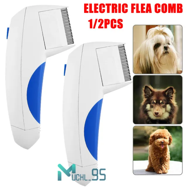2 in 1 Electric Flea Lice Remover Hair Comb Brush For Pet Dog Cat Cleaning Tool