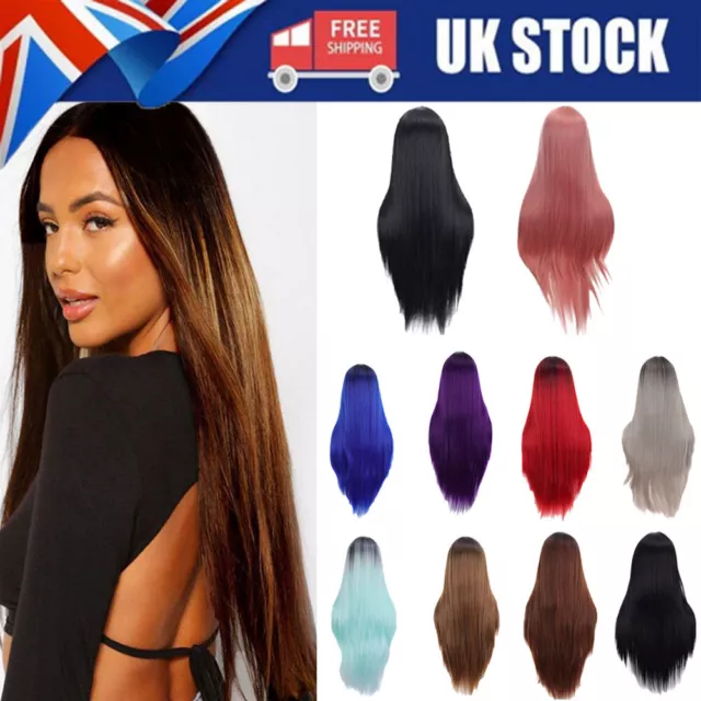 New 70cm Straight Sleek Long Full Hair Wig Cosplay Costume Women Long Hair Wig