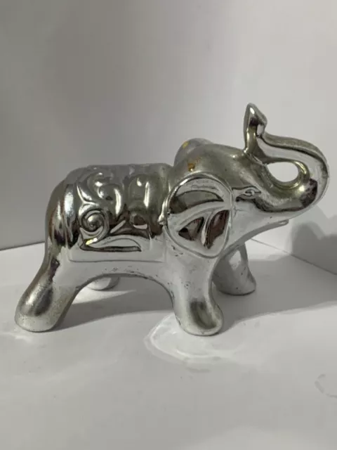 NEW Vintage Glass Animal Statue Shape of an Elephant Silver
