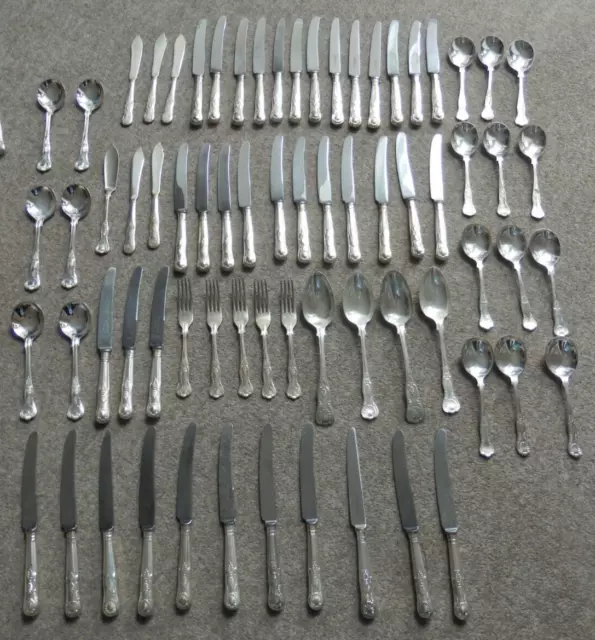 Job Lot VINTAGE KINGS PATTERN SILVER PLATE Cutlery 70+