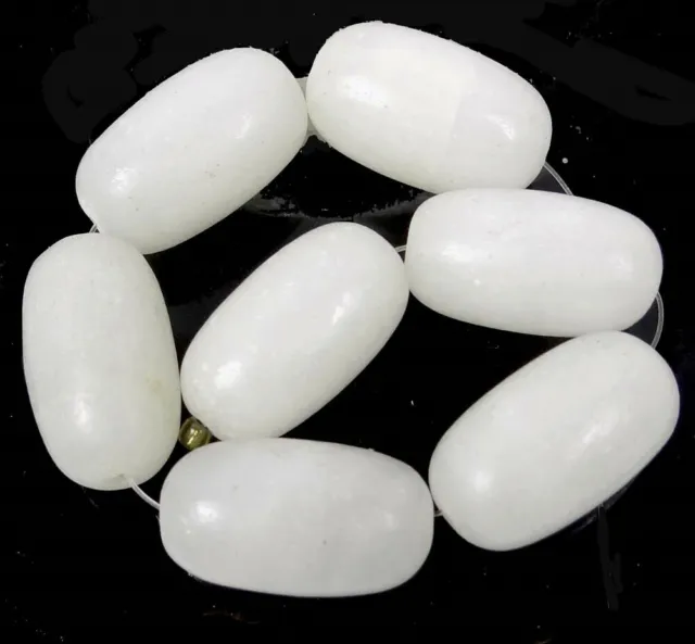 24x13mm Natural Whit Jade Barre Pendant Focal Beads (7)