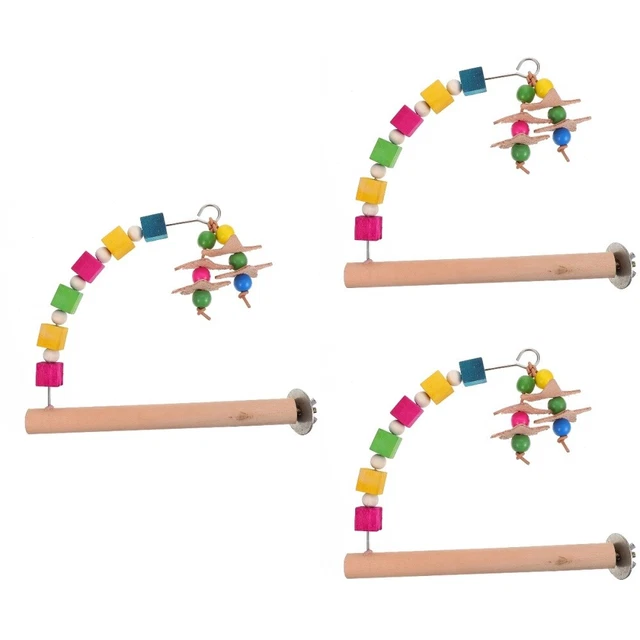 Set of 3 Papagei Stehender Stock Haustier Vogel Spielzeug Hamster