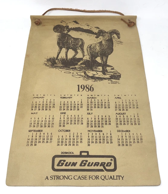 Vintage 1986 Calendar Gun Guard Doskocil Suede Banner Frank Jones Big Horn Sheep Vintage 1986 Calendar Gun Guard Doskocil Suede Banner Frank Jones Big Horn Sheep