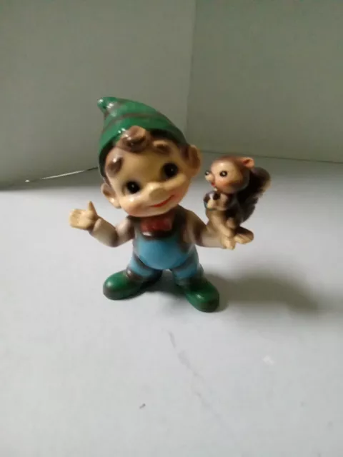 Vintage Figurine Wee Folks Boy with Squirrel (Looks Like A Josef But No Markings