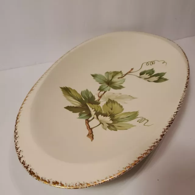 Vintage Edwin M Knowles china XL oval serving platter grapevine USA 14" RARE HTF 2