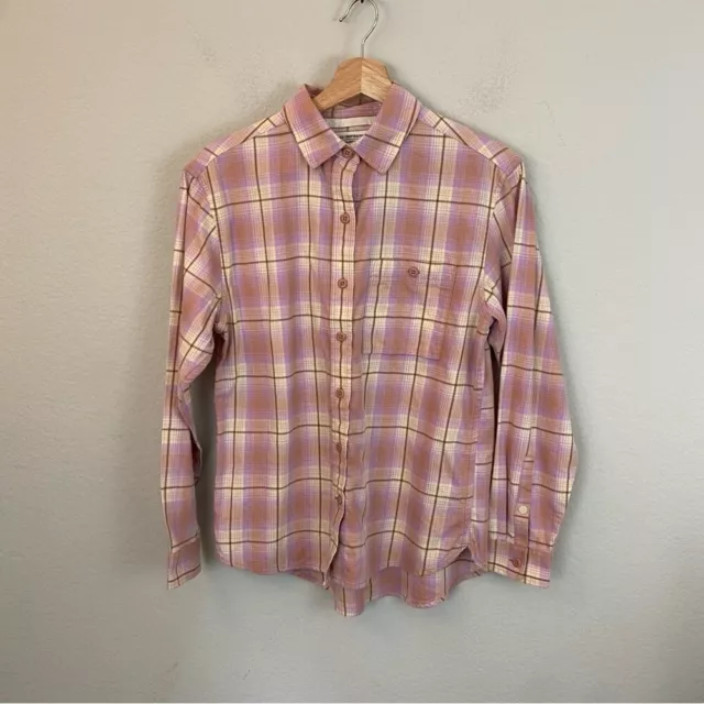 REI Cooperative Pink Plaid Long Sleeve Soft Flannel Shirt 100% Cotton XS