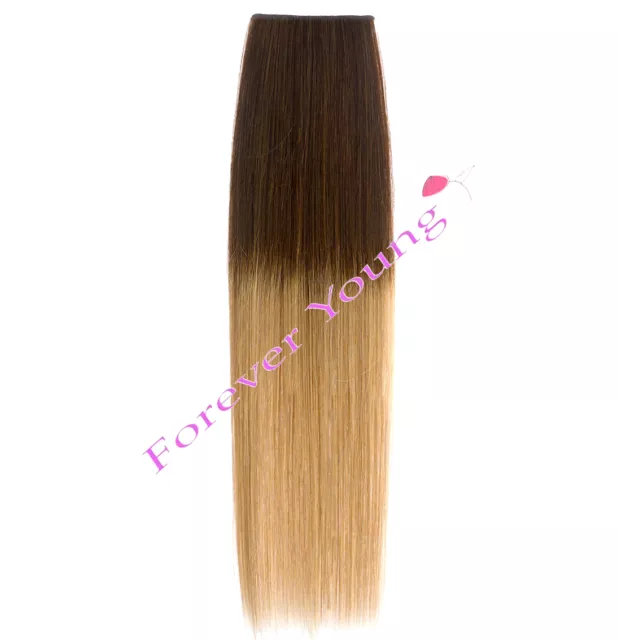 Clip-in Dip Dye Ombre Remy Human Hair Extensions Light Brown to Golden Blonde