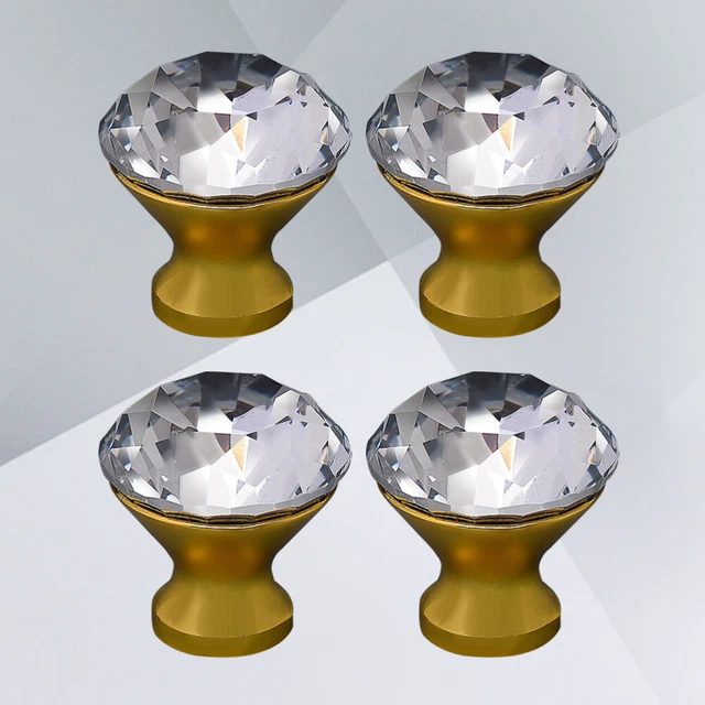 4 PCS Crystal Glass Knobs Handle Zinc Alloy Drawer Knobs Glass Door Handle