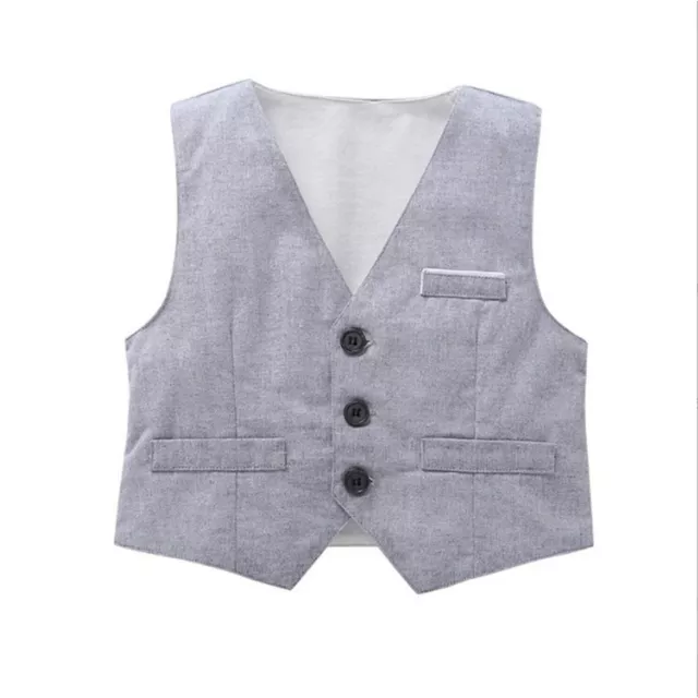Baby Junge Gentleman Outfits Taufanzug Hochzeitanzug Langarmshirt+Weste+Hosen * 4