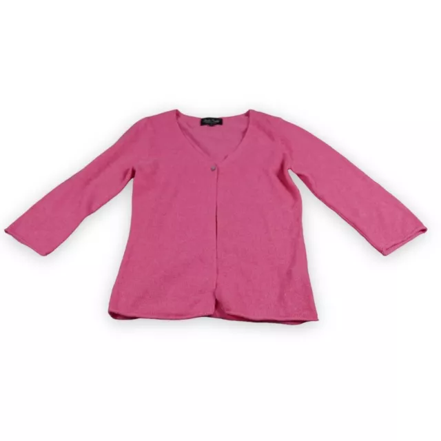 Claudia Nicole One Button Knit Cashmere Cardigan Sweater Small Pink Barbiecore