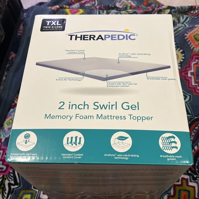 THERAPEDIC 2 INCH Swirl Gel Memory Foam Twin XL Mattress Topper NEW