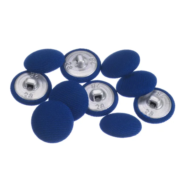 10pcs Fabric Cloth Covered Button 18mm Round Metal Sewing Buttons, Deep Blue