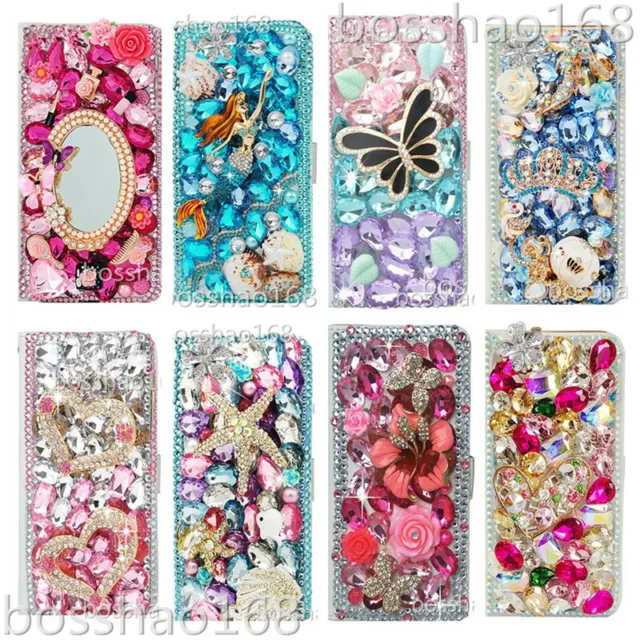 For LG G7 ThinQ Luxury Glitter Magnetic Flip Leather wallet Case cover & straps