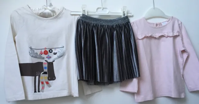 Age 3-4 Years JOHN LEWIS / F&F Girls Christmas Reindeer & Pink Tops & Skirt Set